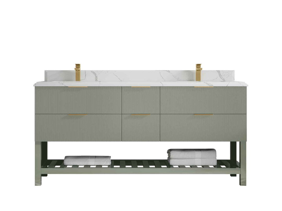 Catalina 72 in W x 22 in D Free Standing Reeded Double Sink Bathroom Vanity - Willow Bath and Vanity