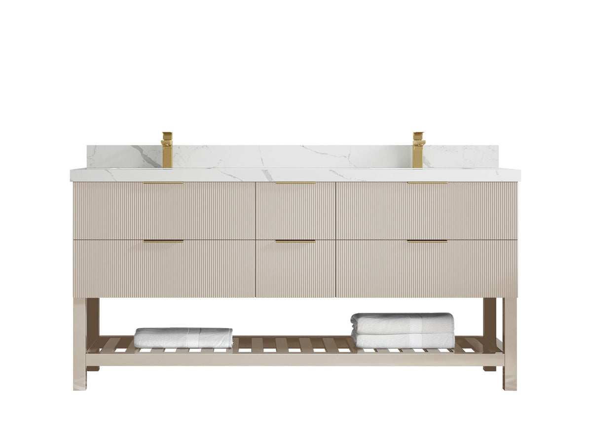 Catalina 72 in W x 22 in D Free Standing Reeded Double Sink Bathroom Vanity - Willow Bath and Vanity