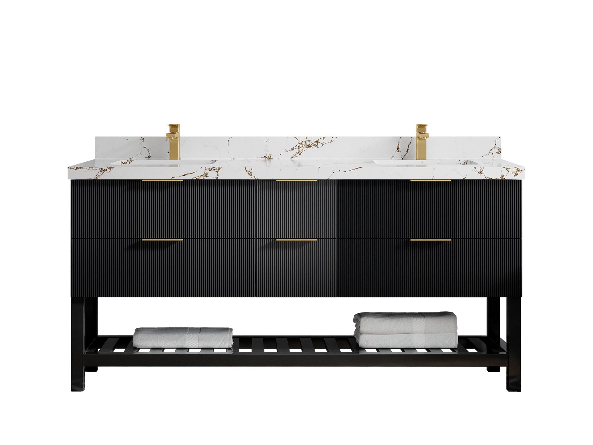 Catalina 72 in W x 22 in D Free Standing Reeded Double Sink Bathroom Vanity - Willow Bath and Vanity