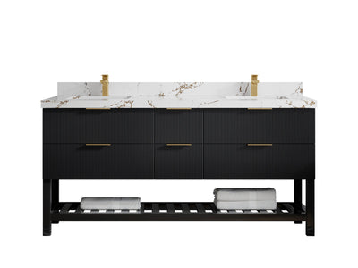Catalina 72 in W x 22 in D Free Standing Reeded Double Sink Bathroom Vanity - Willow Bath and Vanity