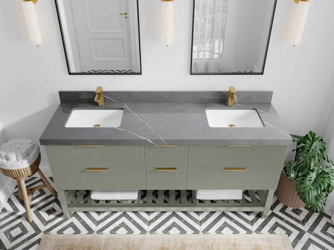 Catalina 72 in W x 22 in D Free Standing Reeded Double Sink Bathroom Vanity - Willow Bath and Vanity