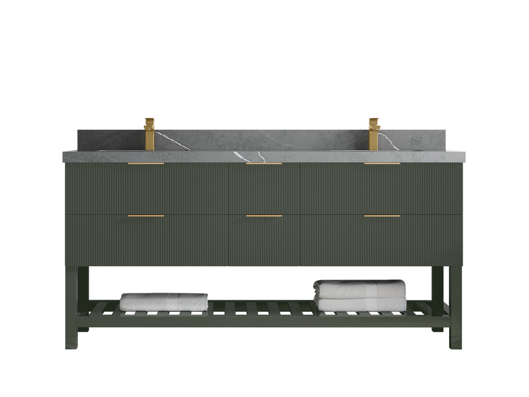 Catalina 72 in W x 22 in D Free Standing Reeded Double Sink Bathroom Vanity - Willow Bath and Vanity