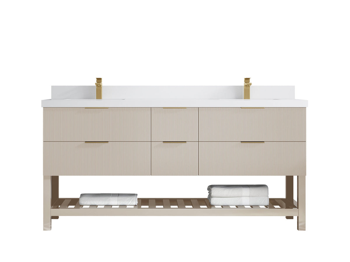 Catalina 72 in W x 22 in D Free Standing Reeded Double Sink Bathroom Vanity - Willow Bath and Vanity