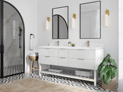 Catalina 72 in W x 22 in D Free Standing Reeded Double Sink Bathroom Vanity - Willow Bath and Vanity