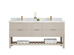 Catalina 72 in W x 22 in D Free Standing Reeded Double Sink Bathroom Vanity - photo 1