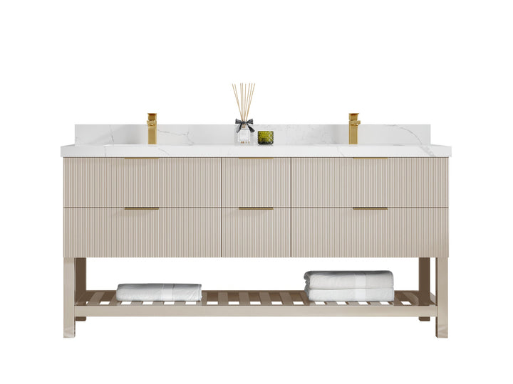 Catalina 72 in W x 22 in D Free Standing Reeded Double Sink Bathroom Vanity - photo 1