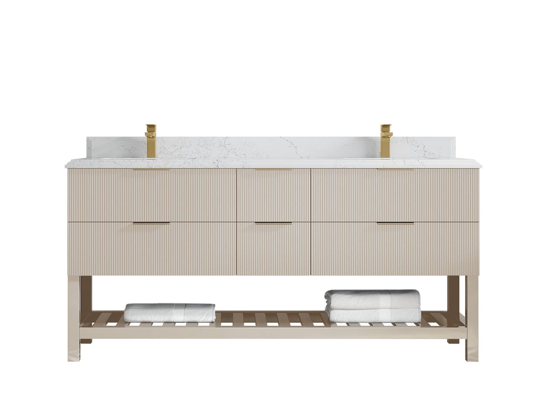 Catalina 72 in W x 22 in D Free Standing Reeded Double Sink Bathroom Vanity - Willow Bath and Vanity