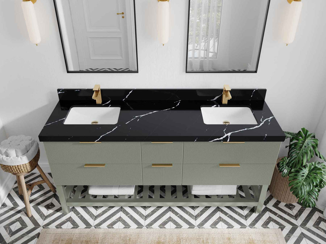 Catalina 72 in W x 22 in D Free Standing Reeded Double Sink Bathroom Vanity - Willow Bath and Vanity