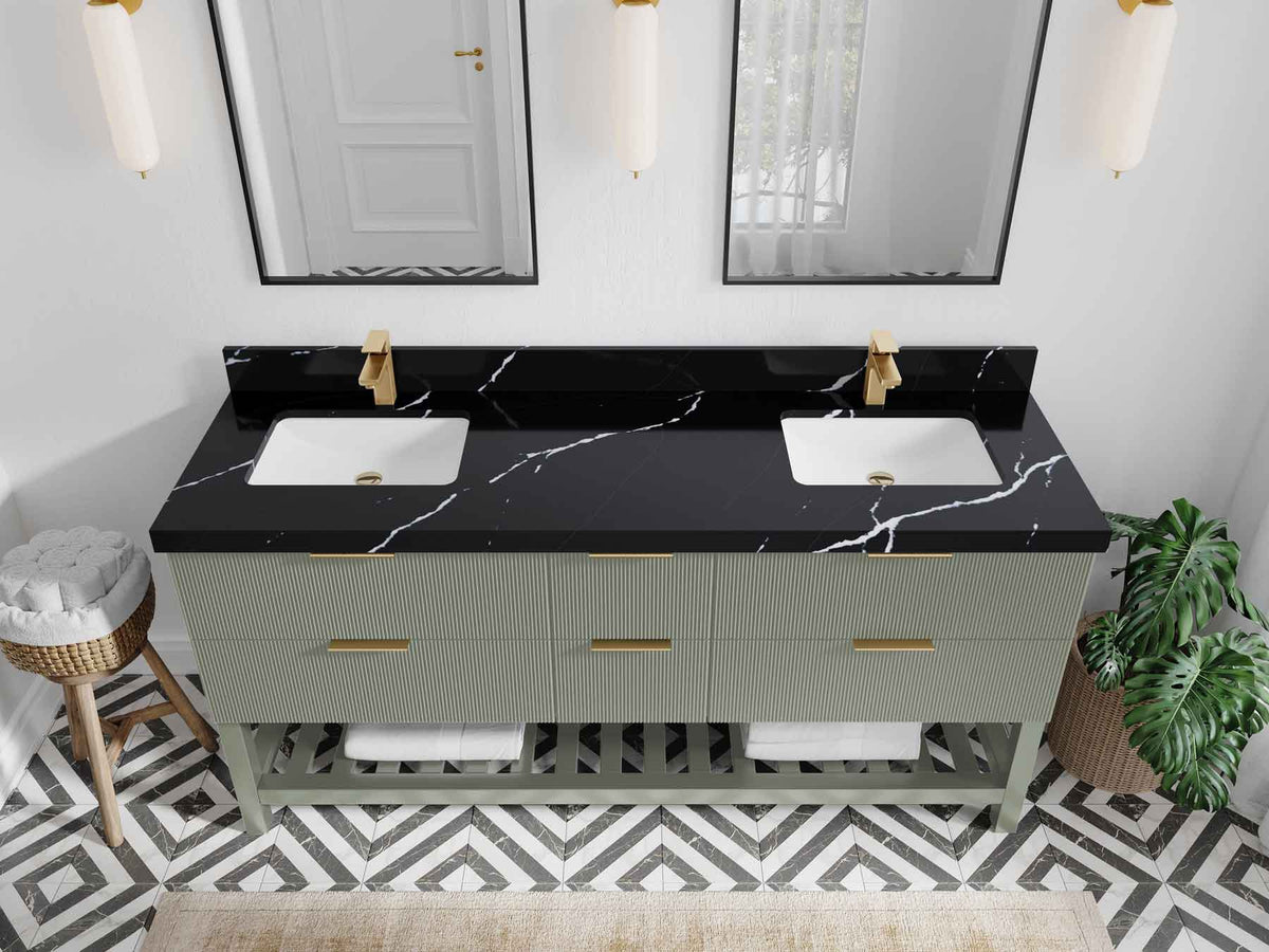 Catalina 72 in W x 22 in D Free Standing Reeded Double Sink Bathroom Vanity - Willow Bath and Vanity