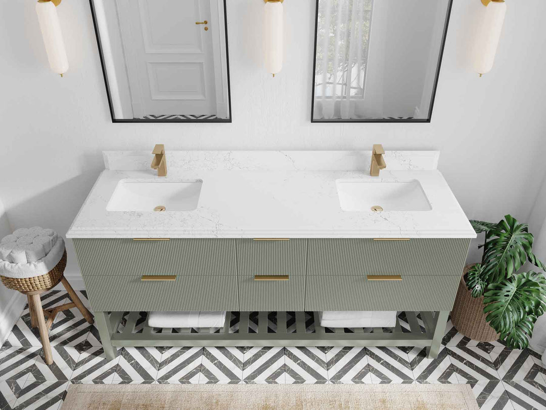 Catalina 72 in W x 22 in D Free Standing Reeded Double Sink Bathroom Vanity - Willow Bath and Vanity
