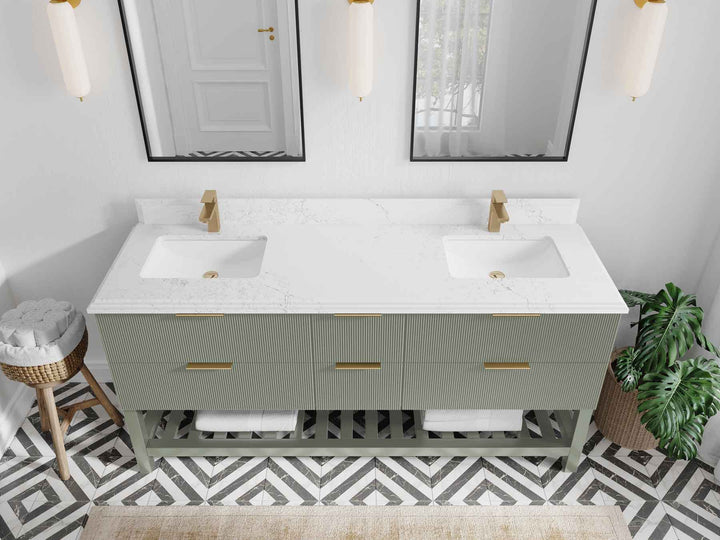 Catalina 72 in W x 22 in D Free Standing Reeded Double Sink Bathroom Vanity - photo 21