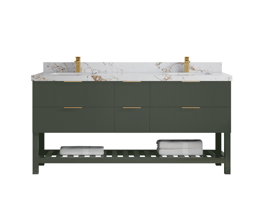 Catalina 72 in W x 22 in D Free Standing Reeded Double Sink Bathroom Vanity - Willow Bath and Vanity