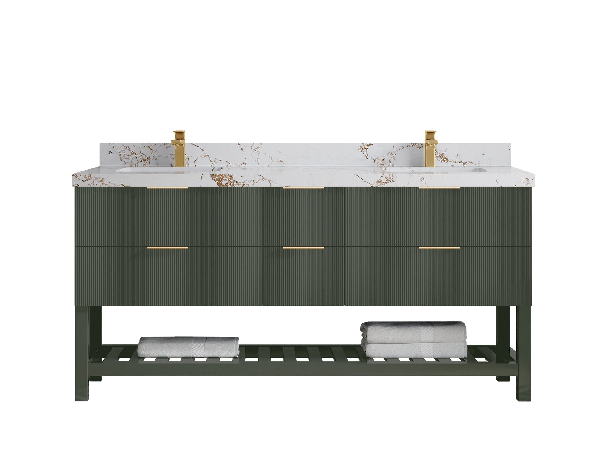Catalina 72 in W x 22 in D Free Standing Reeded Double Sink Bathroom Vanity - Willow Bath and Vanity