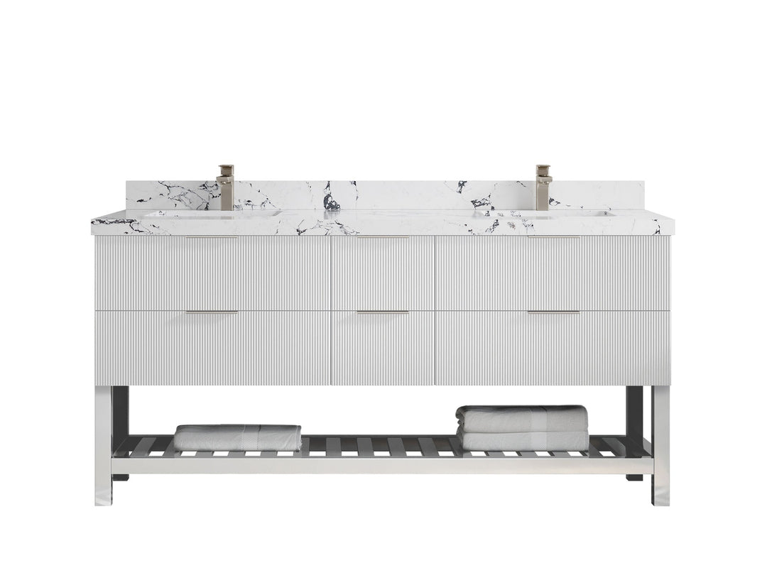 Catalina 72 in W x 22 in D Free Standing Reeded Double Sink Bathroom Vanity - Willow Bath and Vanity