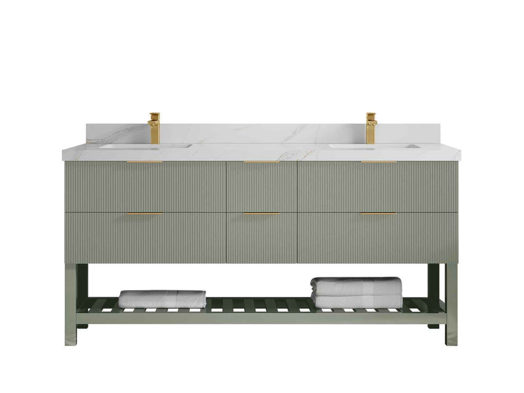 Catalina 72 in W x 22 in D Free Standing Reeded Double Sink Bathroom Vanity - Willow Bath and Vanity