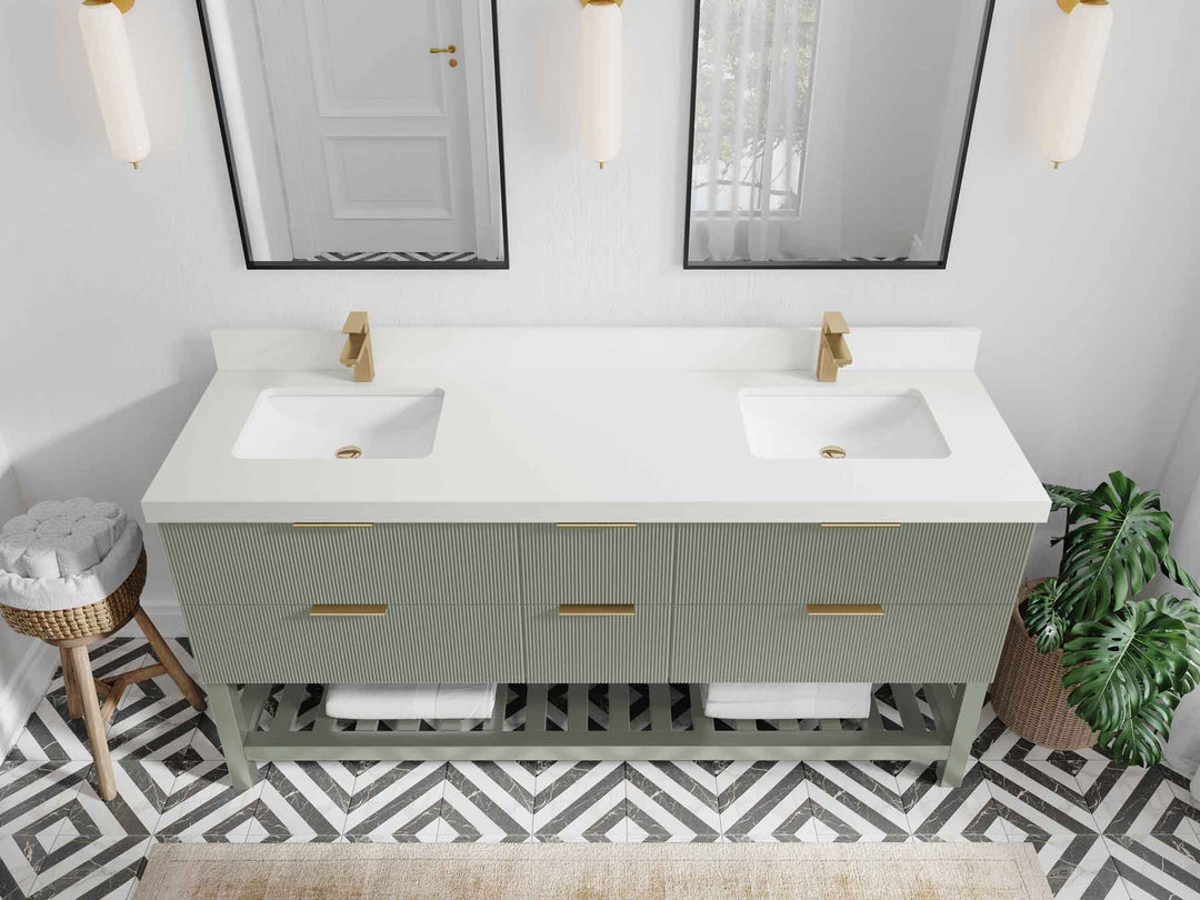 Catalina 72 in W x 22 in D Free Standing Reeded Double Sink Bathroom Vanity - Willow Bath and Vanity