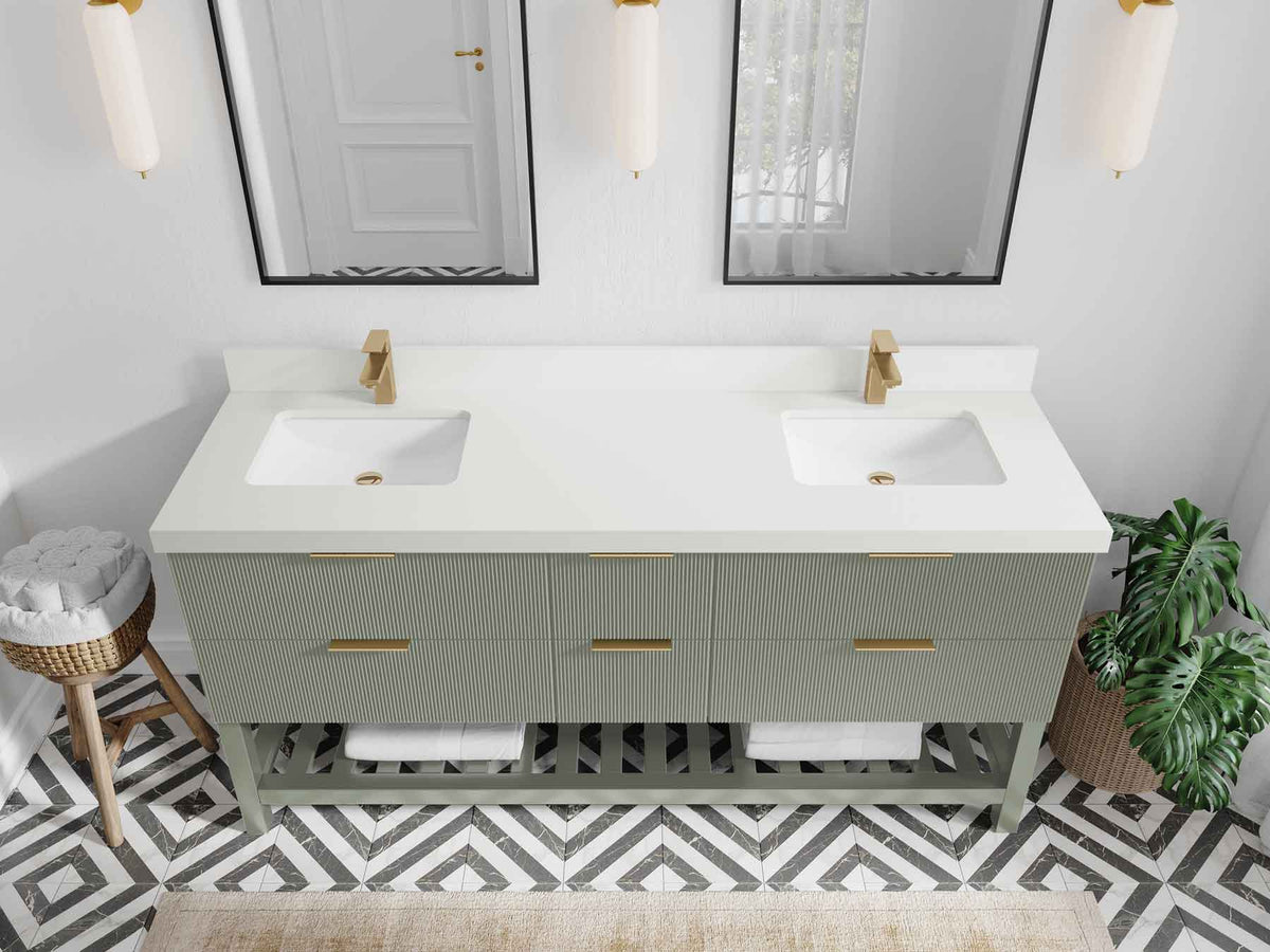 Catalina 72 in W x 22 in D Free Standing Reeded Double Sink Bathroom Vanity