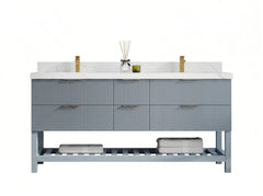 Catalina 72 in W x 22 in D Free Standing Reeded Double Sink Bathroom Vanity - photo 1