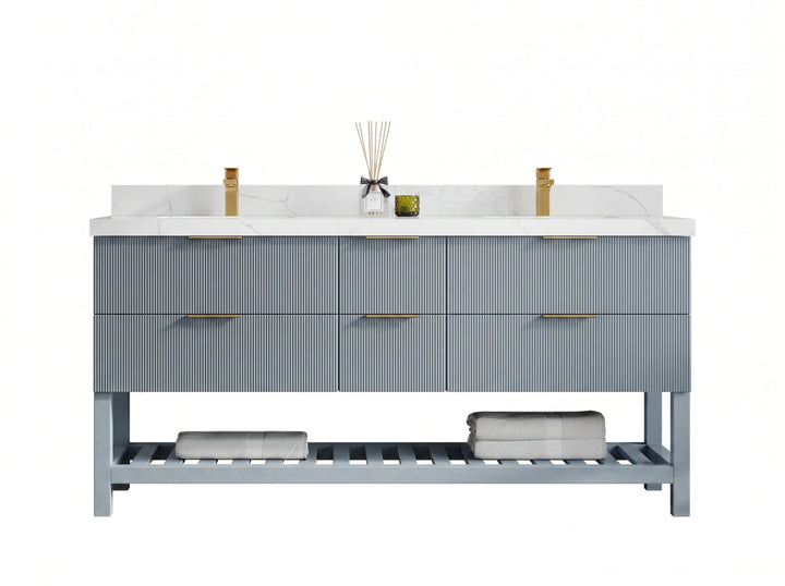 Catalina 72 in W x 22 in D Free Standing Reeded Double Sink Bathroom Vanity - photo 1
