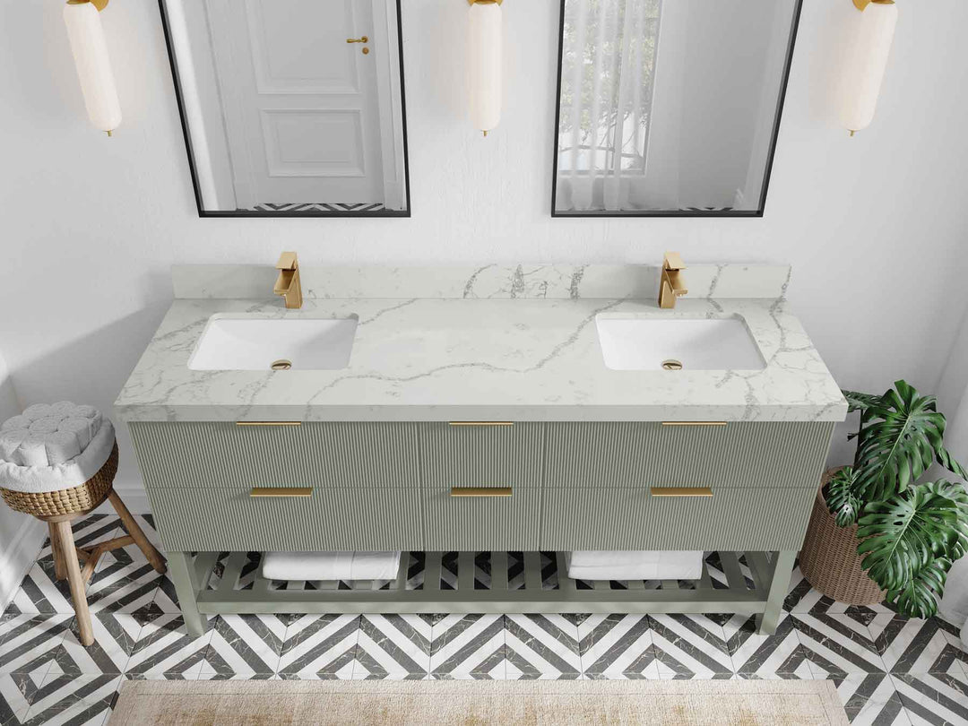 Catalina 72 in W x 22 in D Free Standing Reeded Double Sink Bathroom Vanity - Willow Bath and Vanity