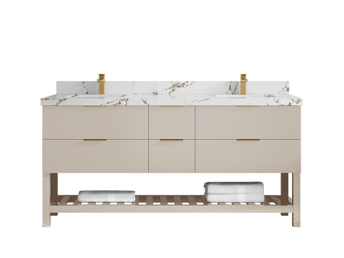 Catalina 72 in W x 22 in D Free Standing Reeded Double Sink Bathroom Vanity - Willow Bath and Vanity