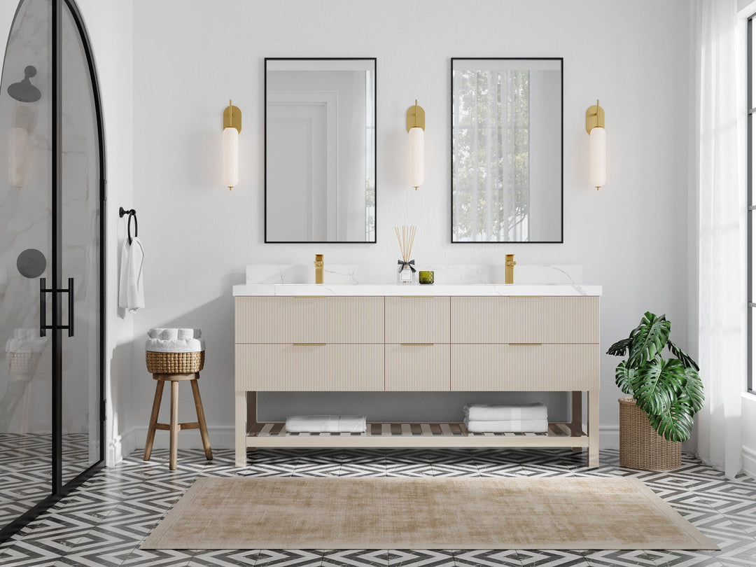 Catalina 72 in W x 22 in D Free Standing Reeded Double Sink Bathroom Vanity - Willow Bath and Vanity