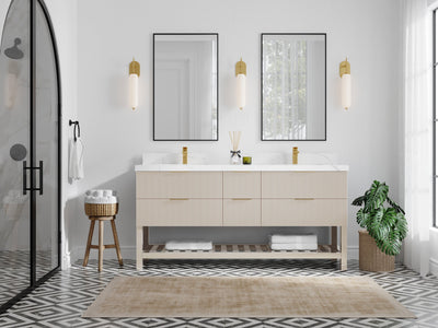 Catalina 72 in W x 22 in D Free Standing Reeded Double Sink Bathroom Vanity - Willow Bath and Vanity