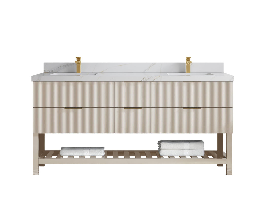 Catalina 72 in W x 22 in D Free Standing Reeded Double Sink Bathroom Vanity - Willow Bath and Vanity