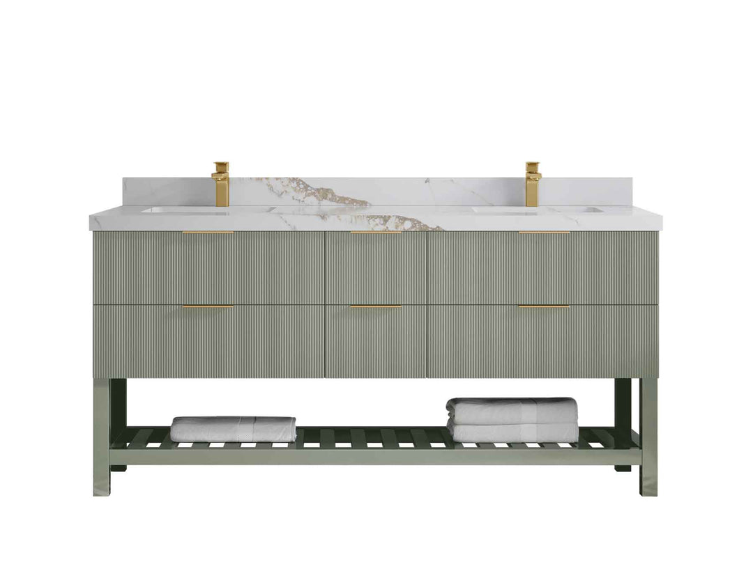 Catalina 72 in W x 22 in D Free Standing Reeded Double Sink Bathroom Vanity - Willow Bath and Vanity