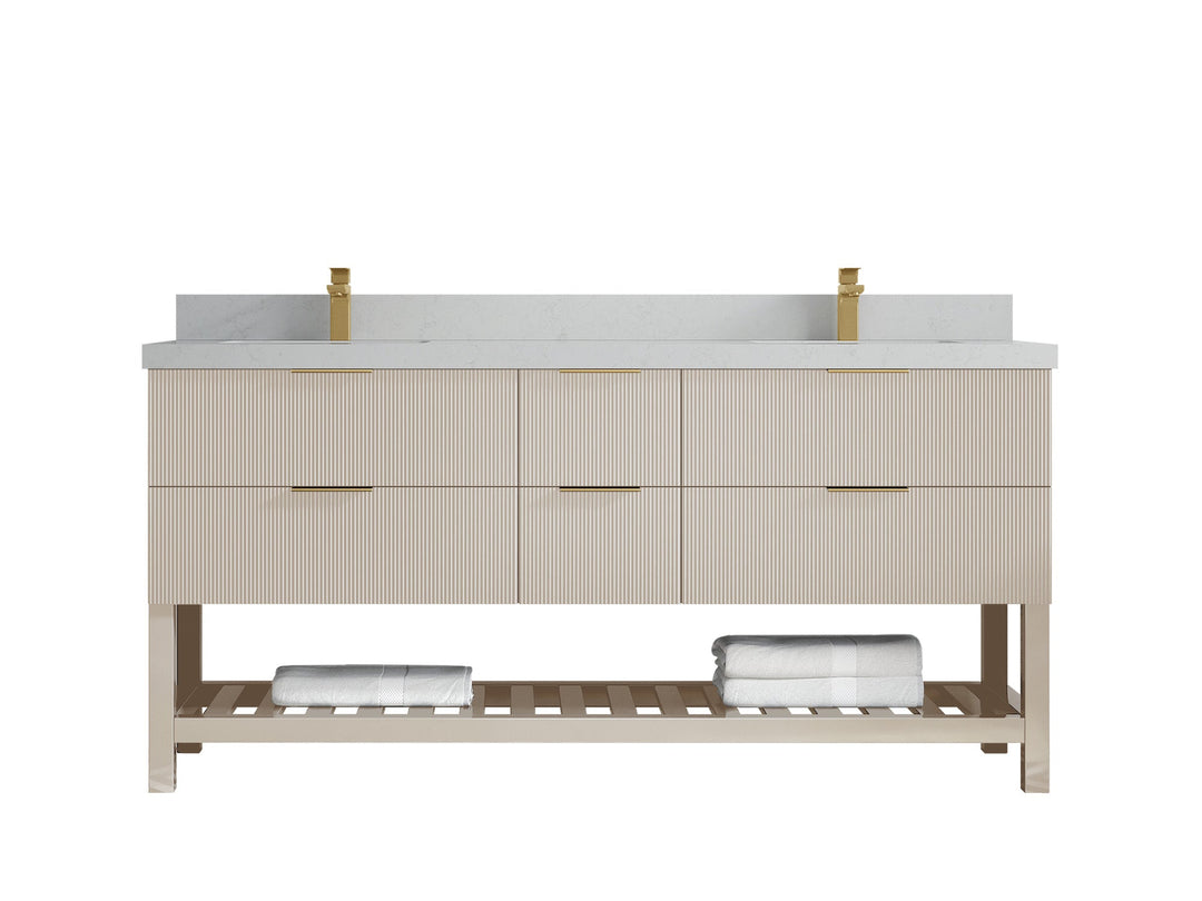 Catalina 72 in W x 22 in D Free Standing Reeded Double Sink Bathroom Vanity - Willow Bath and Vanity
