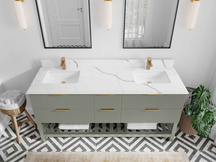 Catalina 72 in W x 22 in D Free Standing Reeded Double Sink Bathroom Vanity - photo 19