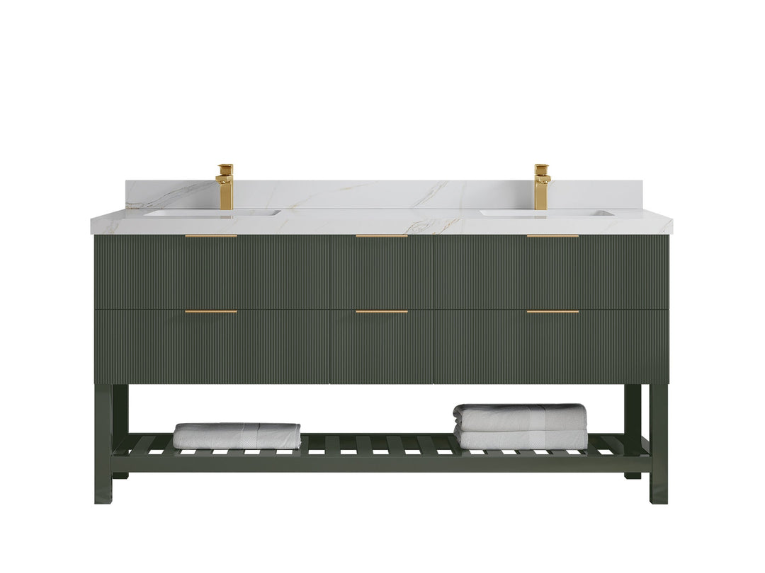 Catalina 72 in W x 22 in D Free Standing Reeded Double Sink Bathroom Vanity - Willow Bath and Vanity