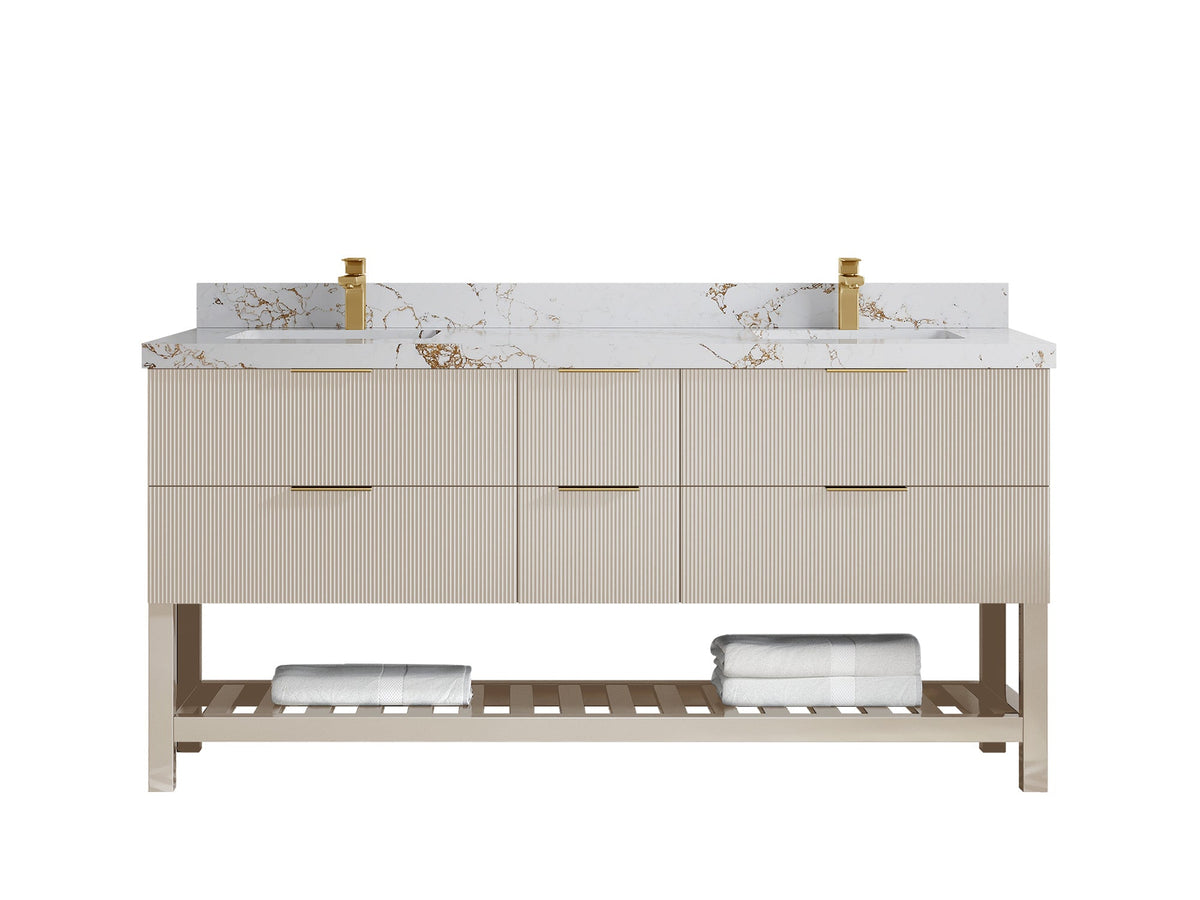 Catalina 72 in W x 22 in D Free Standing Reeded Double Sink Bathroom Vanity - Willow Bath and Vanity