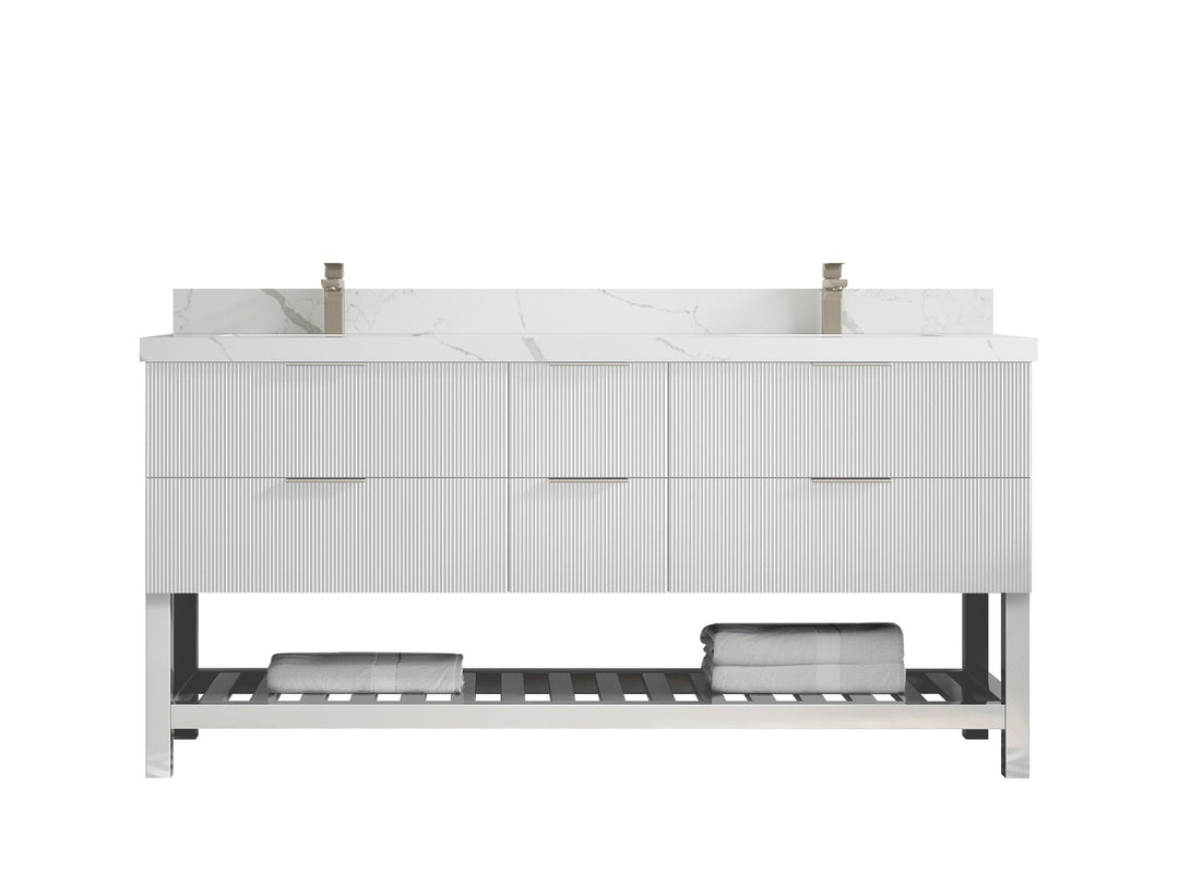 Catalina 72 in W x 22 in D Free Standing Reeded Double Sink Bathroom Vanity - Willow Bath and Vanity