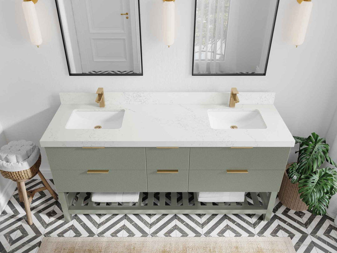 Catalina 72 in W x 22 in D Free Standing Reeded Double Sink Bathroom Vanity - Willow Bath and Vanity