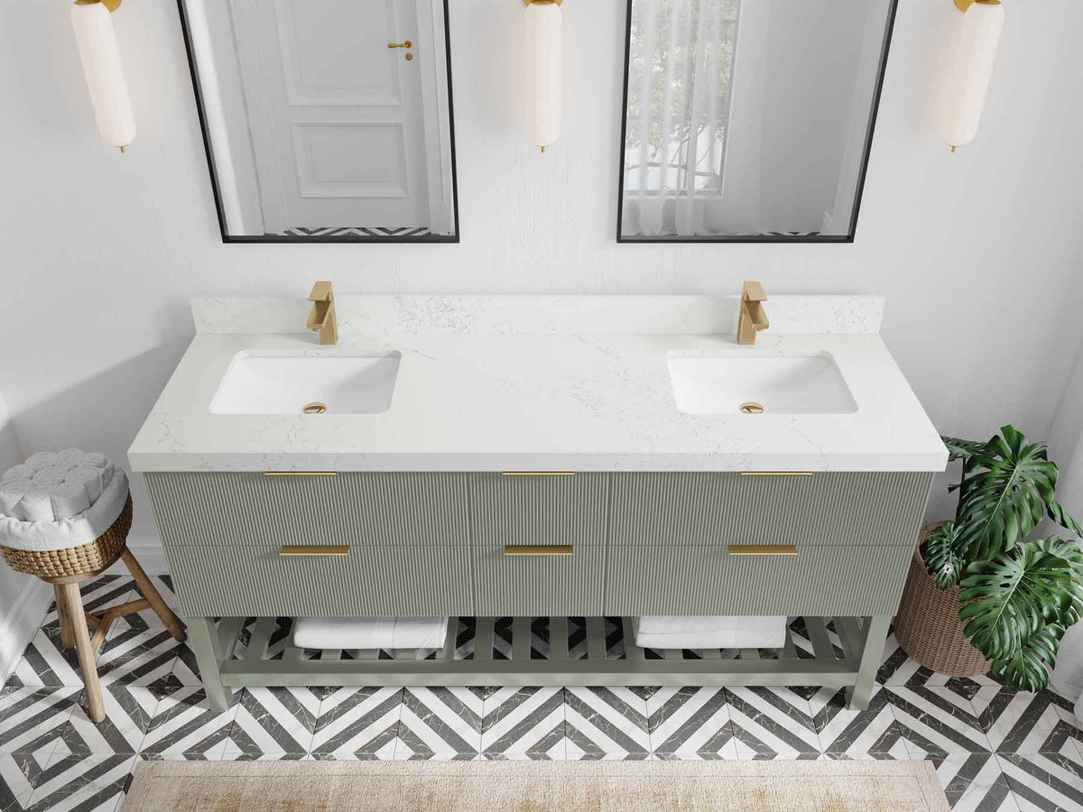 Catalina 72 in W x 22 in D Free Standing Reeded Double Sink Bathroom Vanity - Willow Bath and Vanity