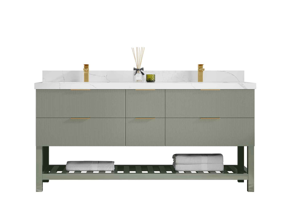 Catalina 72 in W x 22 in D Free Standing Reeded Double Sink Bathroom Vanity - Willow Bath and Vanity