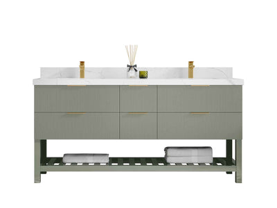 Catalina 72 in W x 22 in D Free Standing Reeded Double Sink Bathroom Vanity - Willow Bath and Vanity