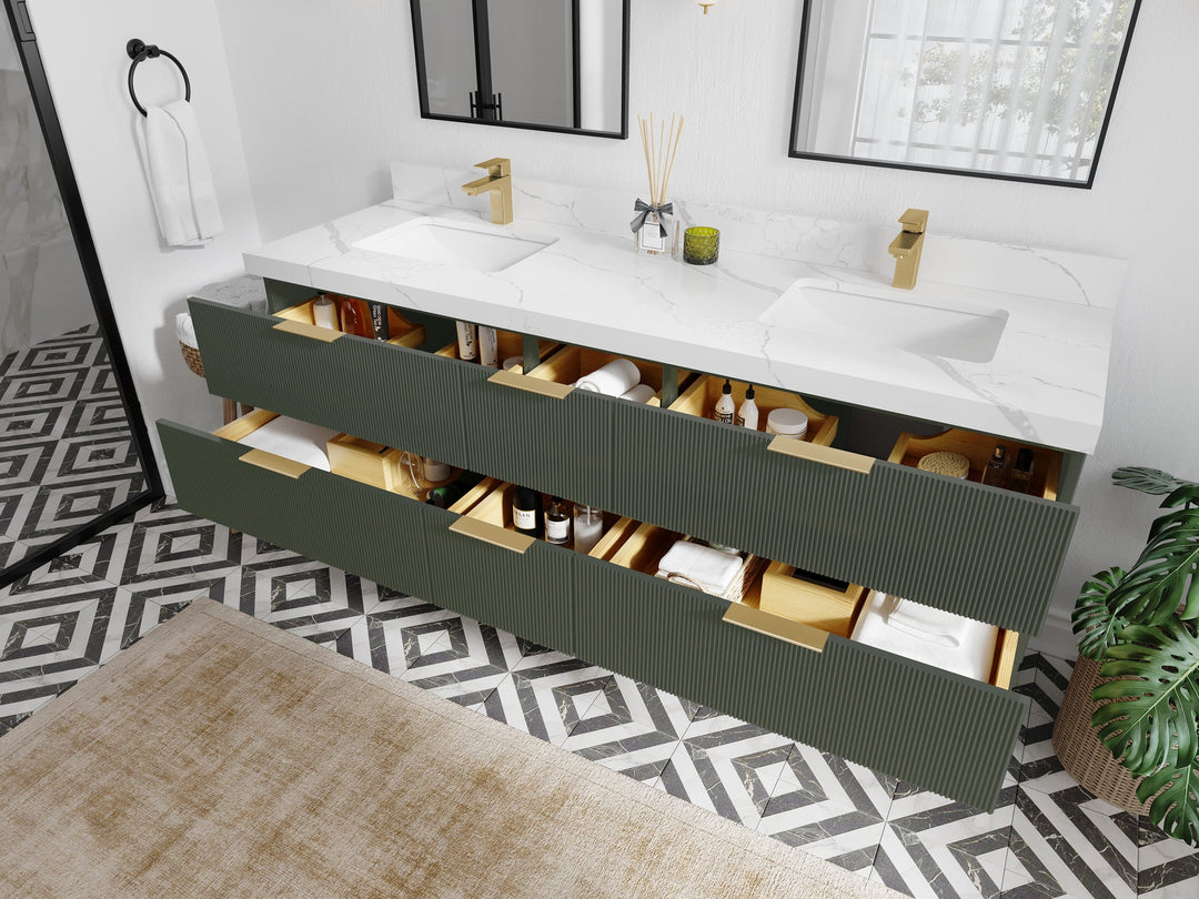 Catalina 72 in W x 22 in D Free Standing Reeded Double Sink Bathroom Vanity - Willow Bath and Vanity