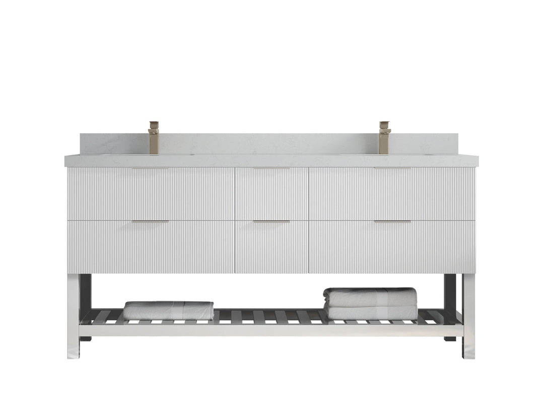 Catalina 72 in W x 22 in D Free Standing Reeded Double Sink Bathroom Vanity - Willow Bath and Vanity