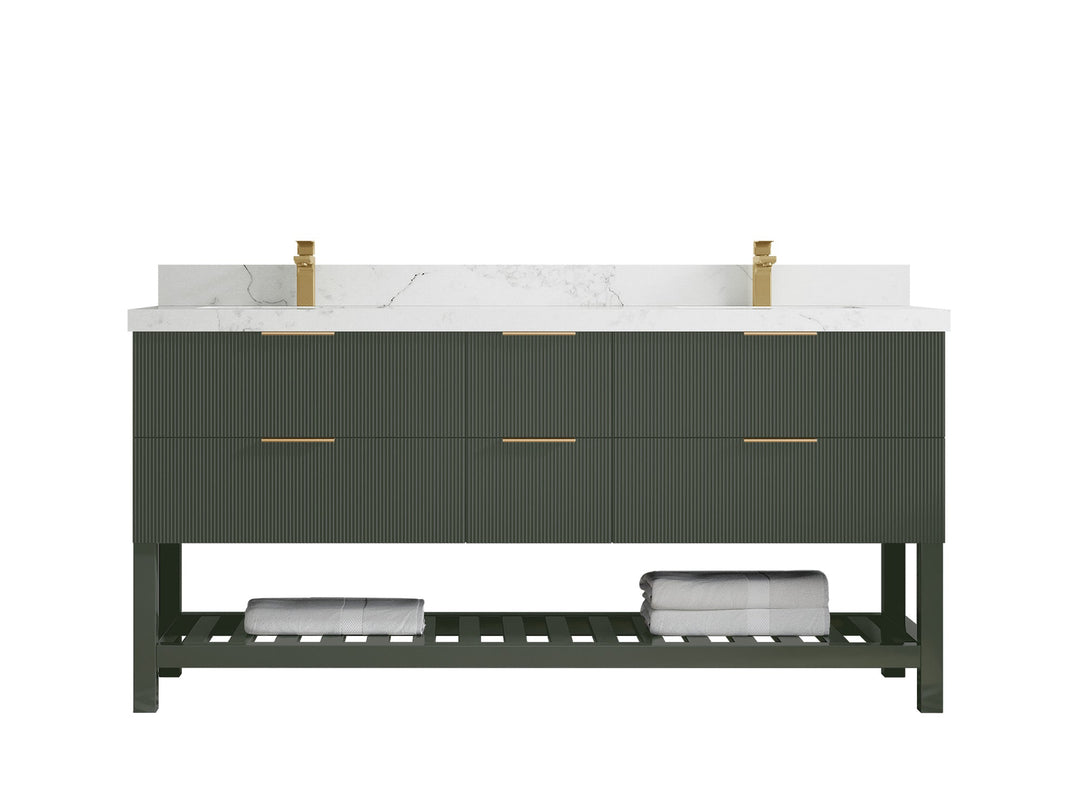 Catalina 72 in W x 22 in D Free Standing Reeded Double Sink Bathroom Vanity - Willow Bath and Vanity