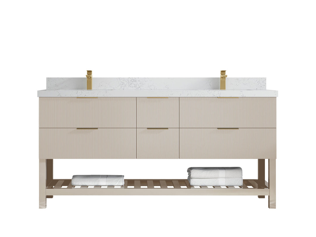Catalina 72 in W x 22 in D Free Standing Reeded Double Sink Bathroom Vanity - Willow Bath and Vanity