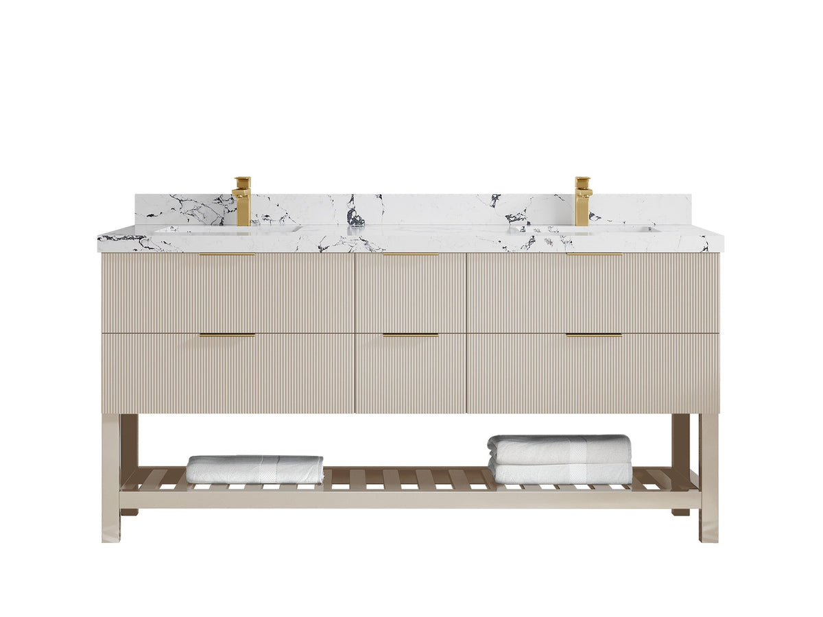 Catalina 72 in W x 22 in D Free Standing Reeded Double Sink Bathroom Vanity - Willow Bath and Vanity
