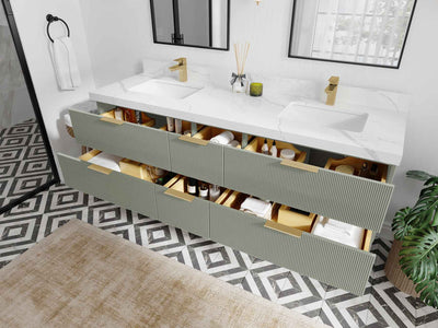 Catalina 72 in W x 22 in D Free Standing Reeded Double Sink Bathroom Vanity - Willow Bath and Vanity