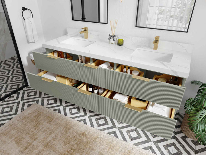 Catalina 72 in W x 22 in D Free Standing Reeded Double Sink Bathroom Vanity - photo 3