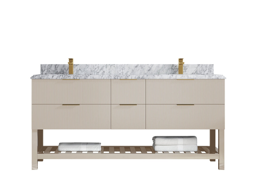 Catalina 72 in W x 22 in D Free Standing Reeded Double Sink Bathroom Vanity - Willow Bath and Vanity