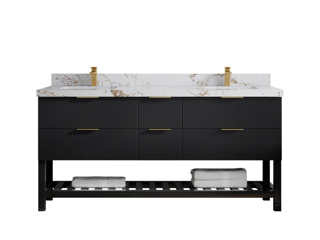 Catalina 72 in W x 22 in D Free Standing Reeded Double Sink Bathroom Vanity - Willow Bath and Vanity