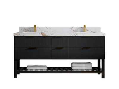Catalina 72 in W x 22 in D Free Standing Reeded Double Sink Bathroom Vanity - Willow Bath and Vanity