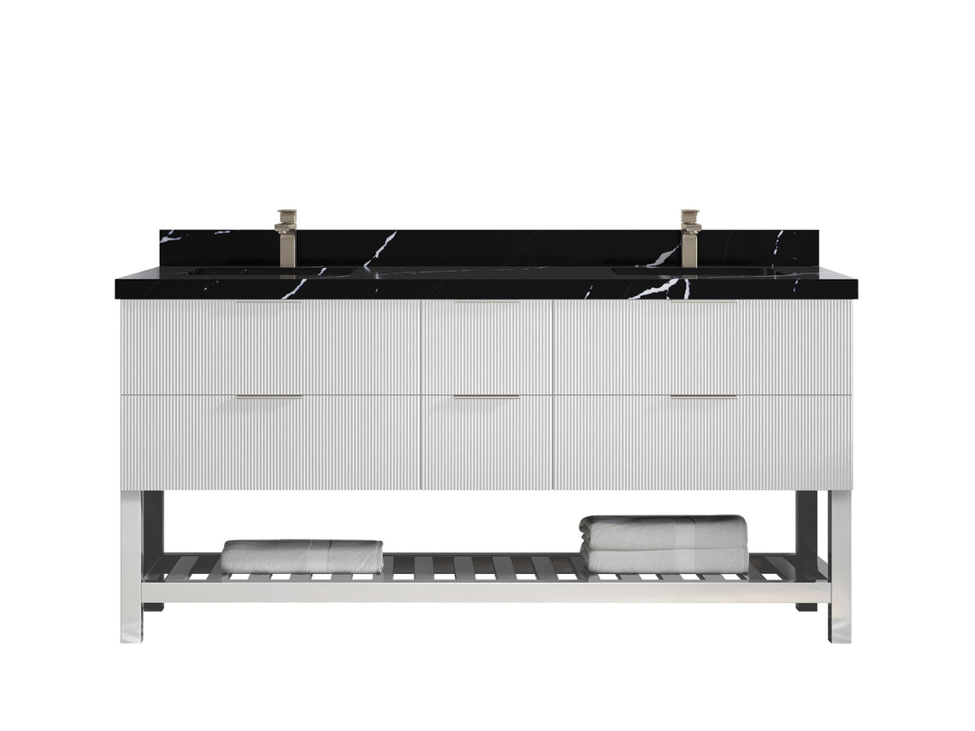 Catalina 72 in W x 22 in D Free Standing Reeded Double Sink Bathroom Vanity - Willow Bath and Vanity