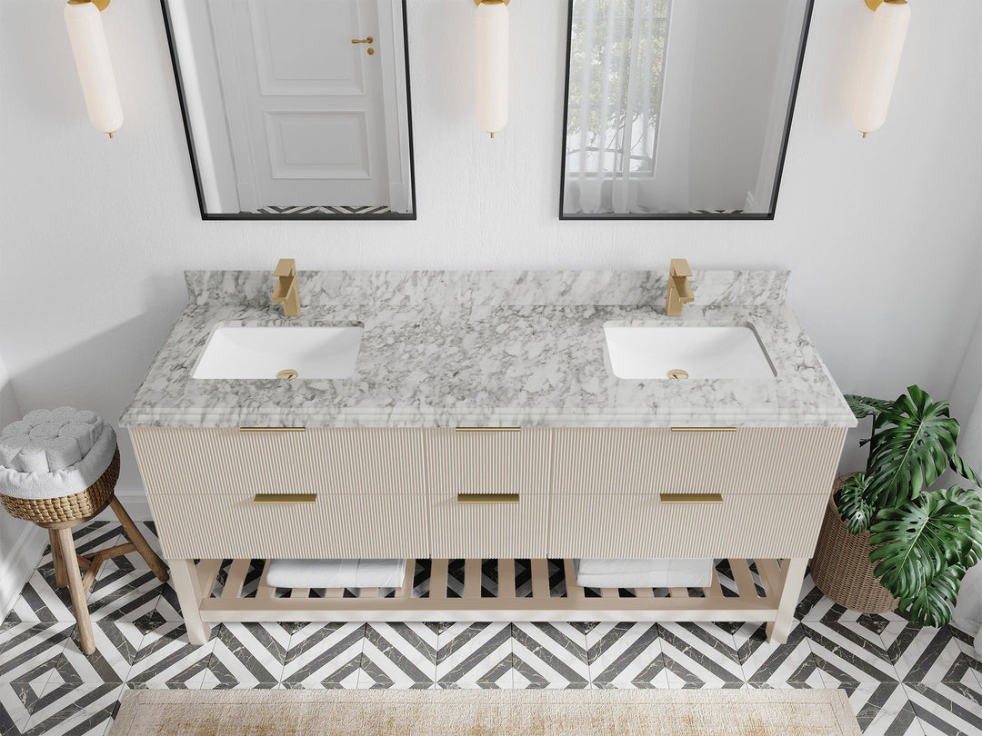 Catalina 72 in W x 22 in D Free Standing Reeded Double Sink Bathroom Vanity - Willow Bath and Vanity